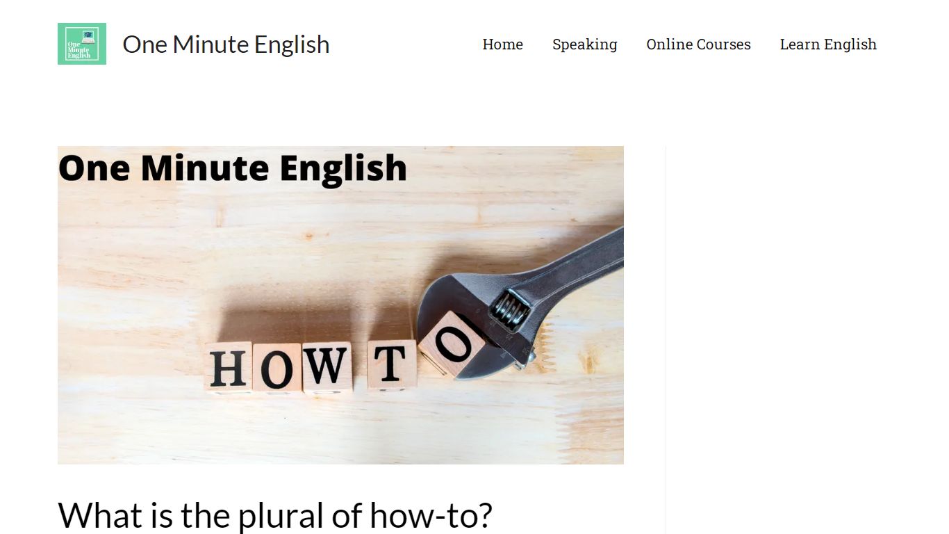 What is the plural of how-to? - One Minute English