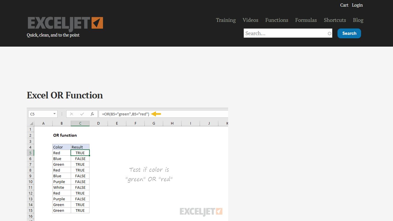 How to use the Excel OR function | Exceljet