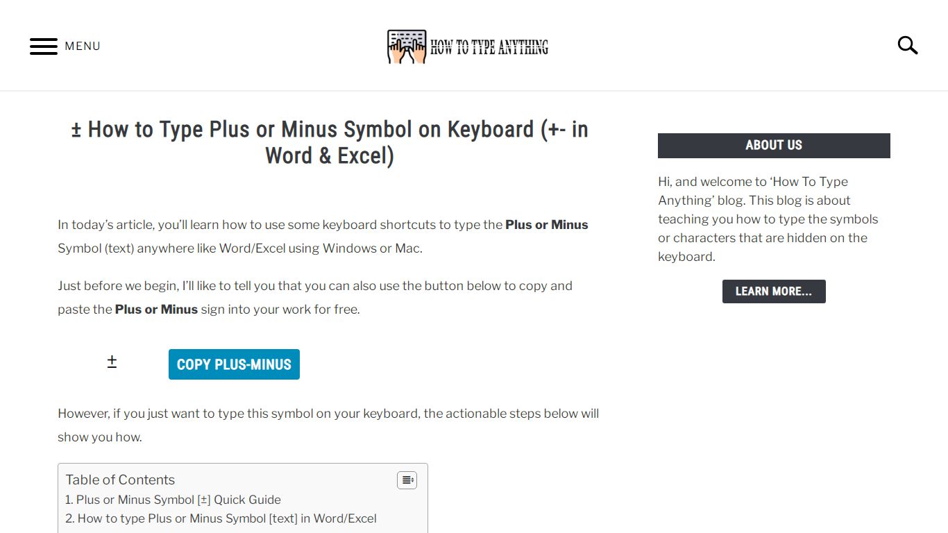 ± How to Type Plus or Minus Symbol on Keyboard (+- in Word & Excel)